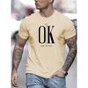 Men's Short Sleeved T-shirt, Round Neck Top, Letter Pattern Print, Comfortable, Casual, Summer, Loose Size