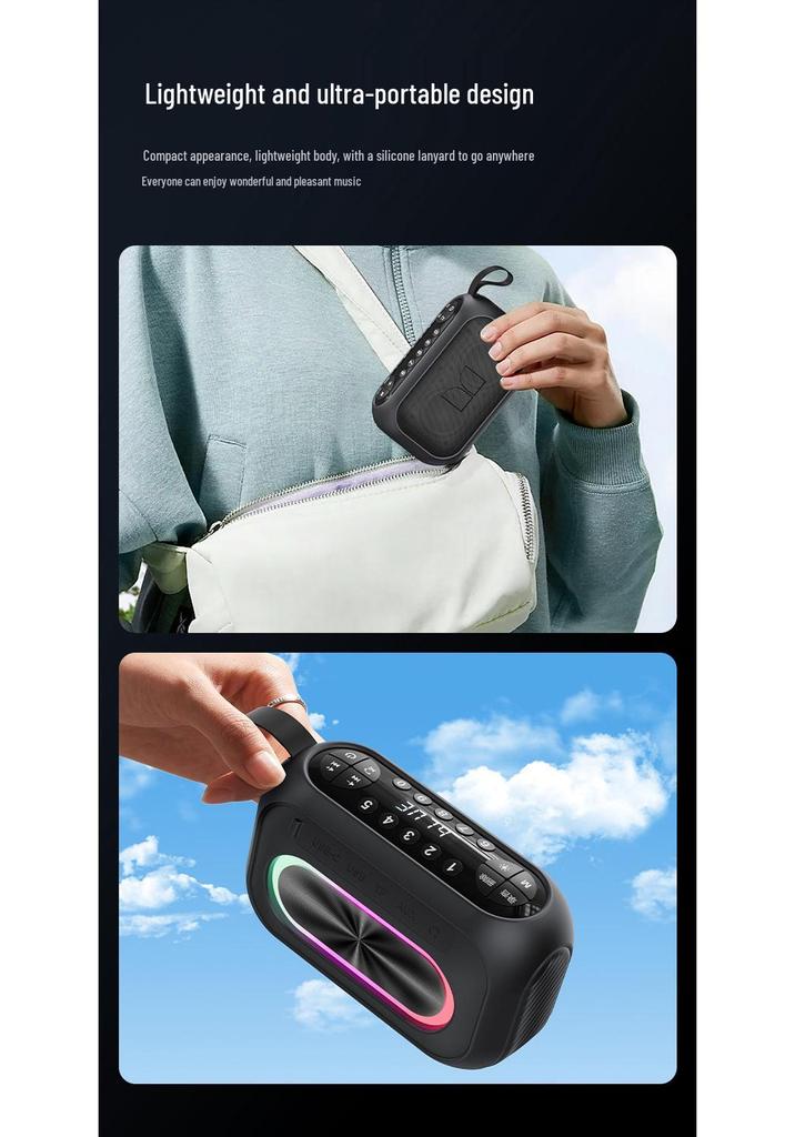MS62110 Monster Bluetooth Портативная уличная колонка с большим громкостью, высоким качеством звука, слотом для карты, USB-накопителем и сабвуфером.