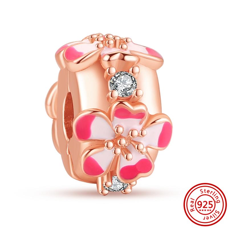 Новая розовая серия, бусины с принтом лапы и бабочки в форме сердца, мама навсегда любовь, подходят оригинальные подвески, ювелирные изделия из серебра 925 пробы