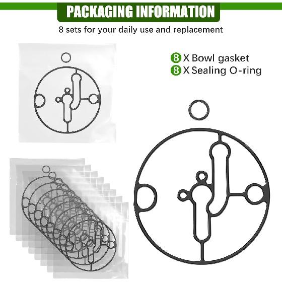 8 Pack Carburetor Bowl Gasket for Nikki 698781 Carburetor Replacement, Compatible with Nikki Carburetor Troy-Bilt Toro Lawn Mowers