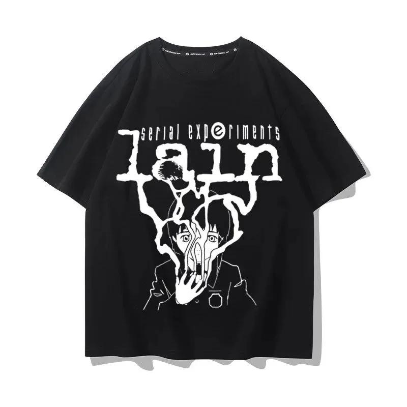 Футболка из хлопка Series Experimental Lain, японское аниме, унисекс, мужская, женская, уличная одежда y2k, персонализированный топ с мангой, графические футболки
