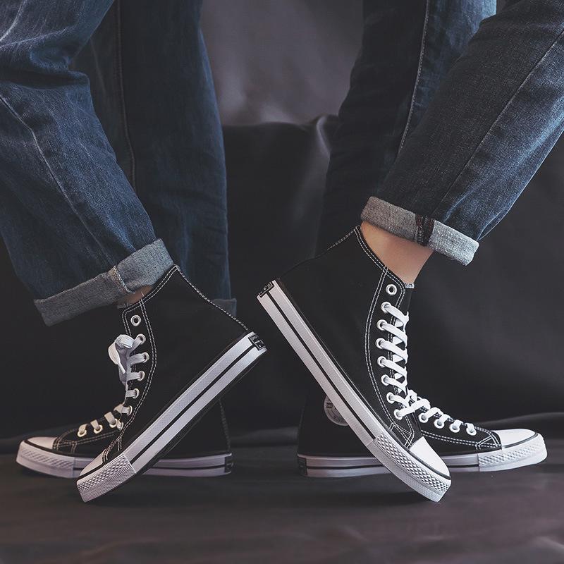 Унисекс корейские высокие кеды из парусины для пар и студентов - универсальная повседневная обувь, белый, S222