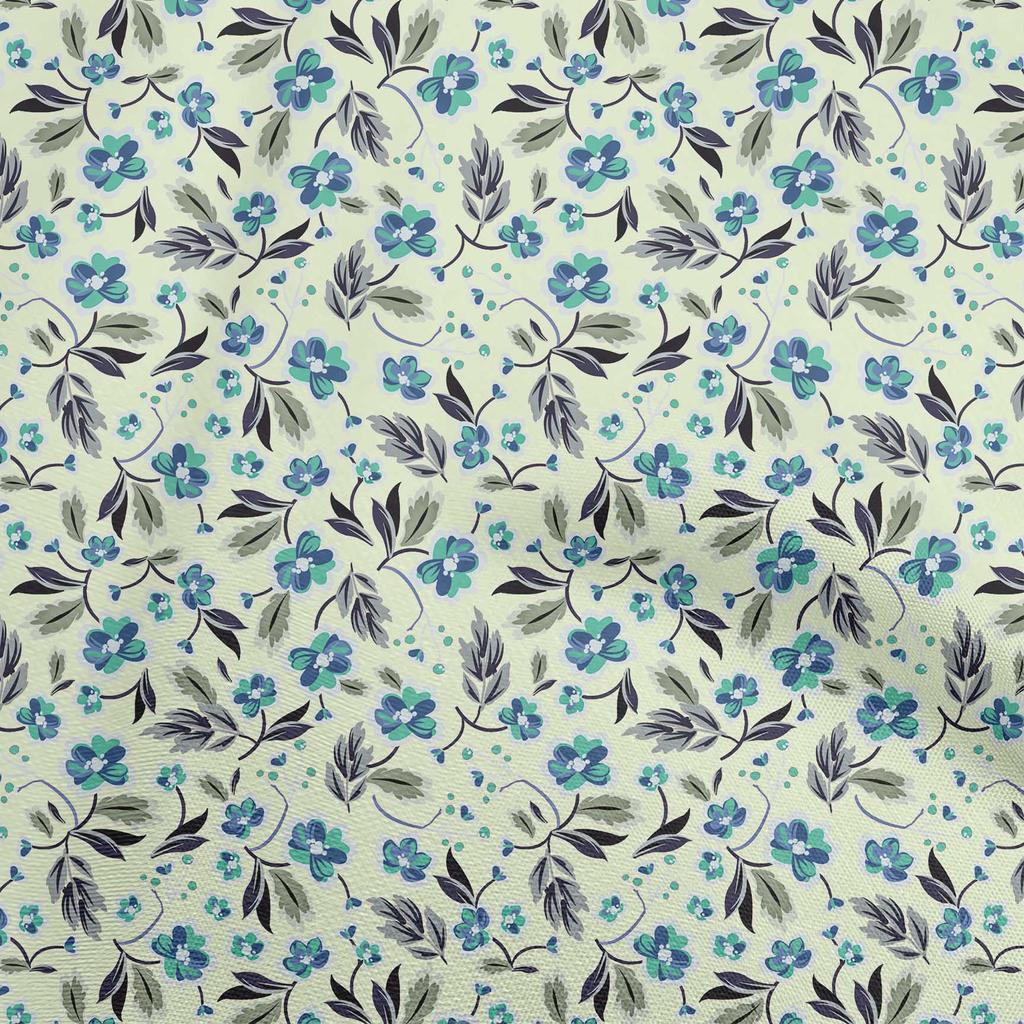 oneOone Cotton Flex Gray Fabric Floral Fabric For Sewing Printed Craft Fabric By The Yard 40 Inch