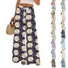 Women's Printed Wide Leg Pants With Pockets High Waist Drawstring Loose Casual Pants