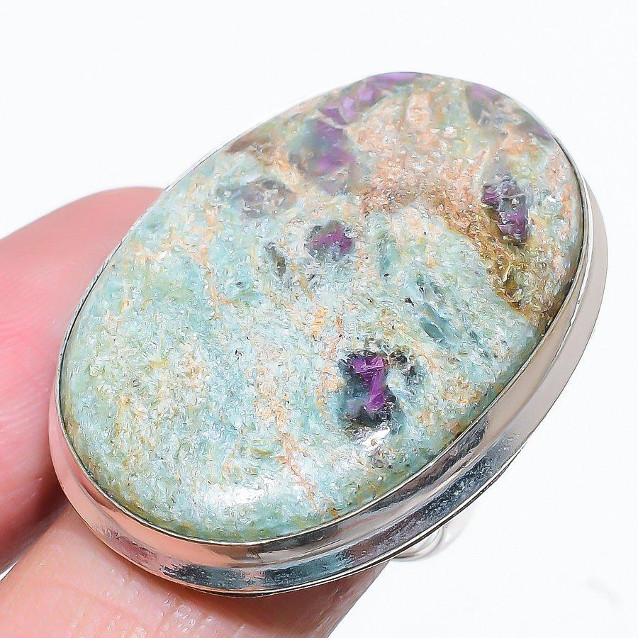 Ruby In Fuchsite Handmade Ethnic 925 Silver Gift Ring Size 8 k1I94