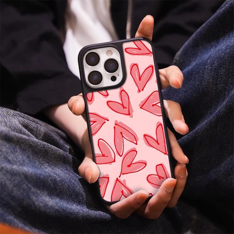 Полный экран розовое сердце подходит для чехла для мобильного телефона Apple IPhone17pro 15/16 матовый ПК13 девушка 14 гальваническое покрытие