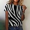 Модная полосатая футболка, женская одежда, летний повседневный топ с круглым вырезом и короткими рукавами, свободная удобная одежда, женская футболка