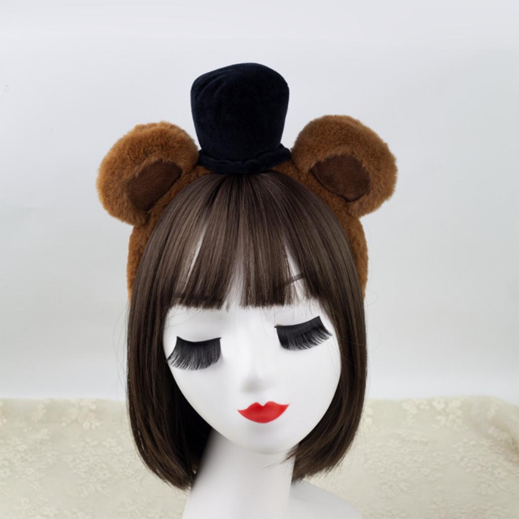 Lovely Plush Bear Ear Headband for Women Girl Birthday Party Gathering Headpiece School Event Accessory Stage Hairhoop