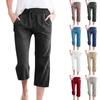 Fashion Women Fashion Casual Solid Color Drawstring Pocket Calf-Length Pants