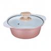 Kakusee Nerine NE-01 Tabletop Pot, 18cm, for 1-2 People, White and Pink, Non-Stick Ceramic Coating, Glass Lid, Gas and Induction Compatible