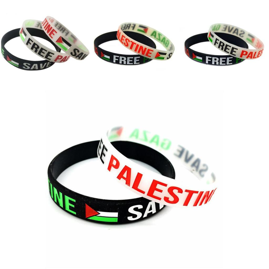 Уникальный силиконовый браслет-браслет Free Palestine, привлекающий внимание, в черно-белом цвете