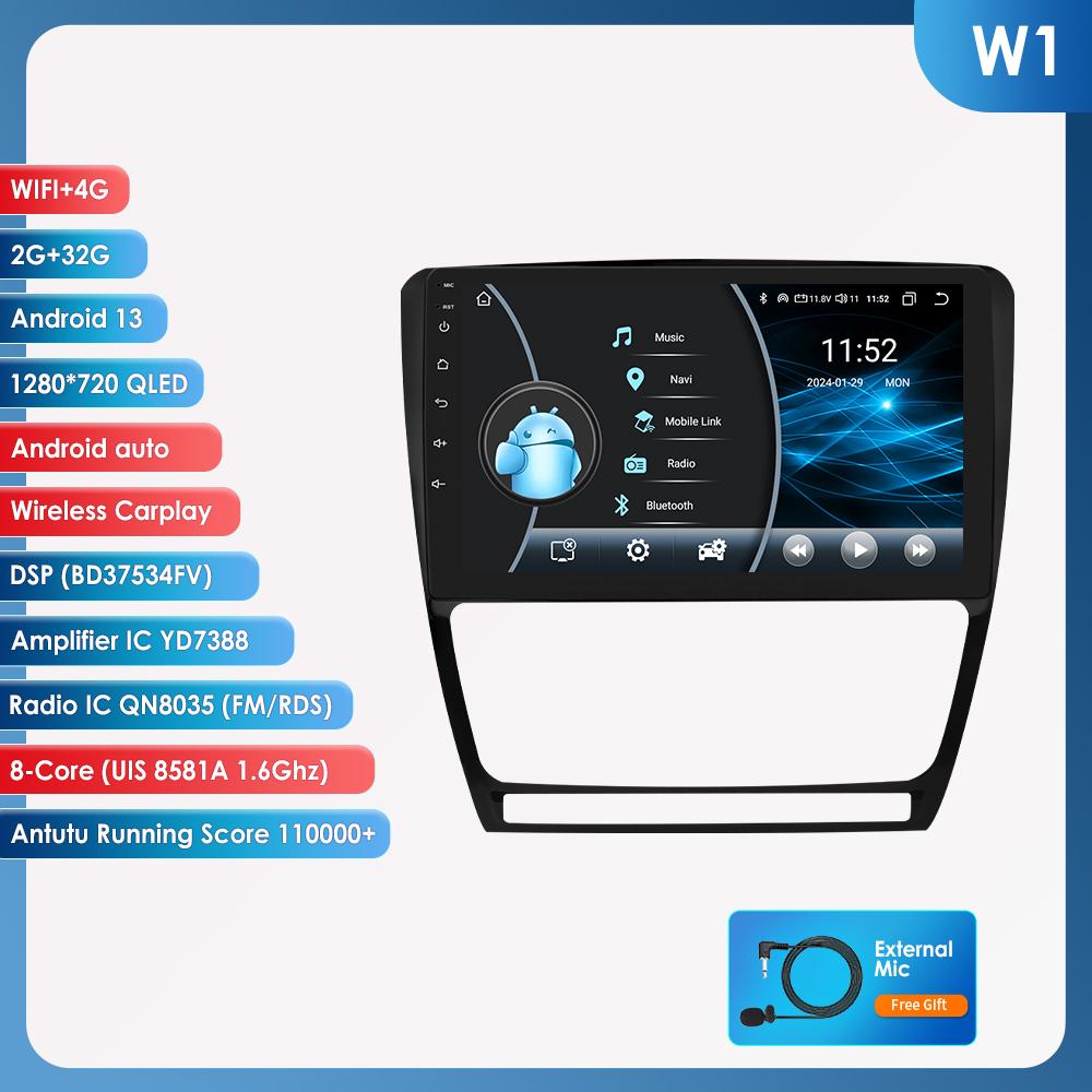 Hizpo 10.1 Carplay 4G 2Din Android 13 Автомобильное радио для Skoda Octavia 2 2008 - 2013 Мультимедийный видеоплеер GPS DSP Авторадио RDS ПК Интеллектуальный экран