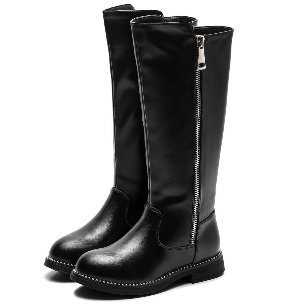 PPXID Boots with Side Easy To Put On and Take Comfortable To Walk Perfect for and Casual Size Girls' Knee-High Zipper, Off, Water-Repellent, In,