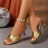 Fashion Women Sexy High Heels Slippers Summer New Designer Fashion Square Toe Shoes New Elegant Sandals 2025 Dress Party Casual Women