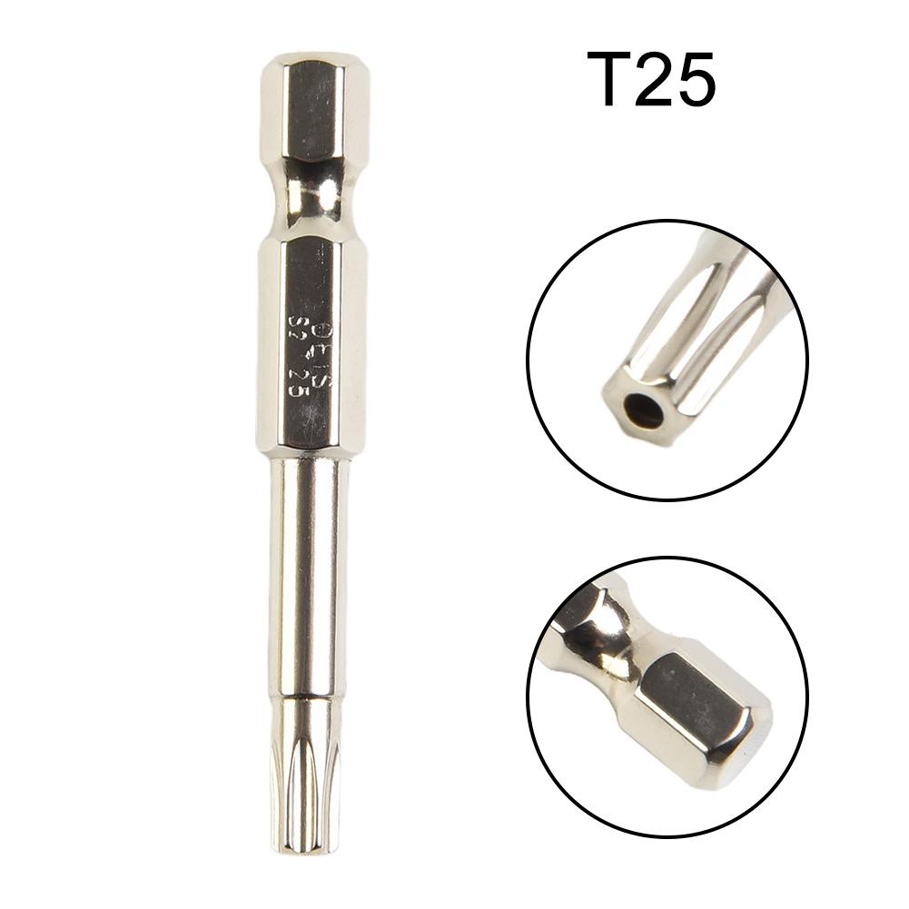 50 мм магнитные полые биты Torx для отвертки 1/4 дюйма шестигранный хвостовик легированная сталь электрические отвертки головка T7-T40