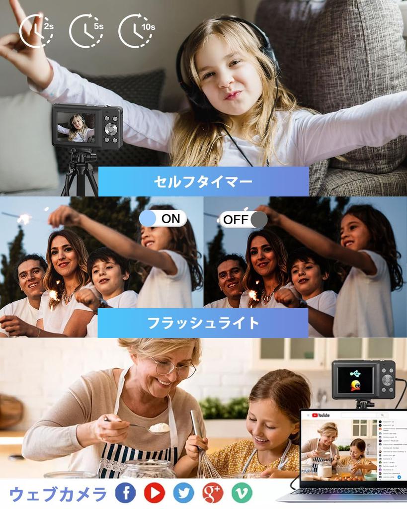 Digital Camera Video 64 with 32GB Micro SD AF Compact Large 18x Image Large Japanese Instruction Ideal for Students and School Trips [4K Recording,