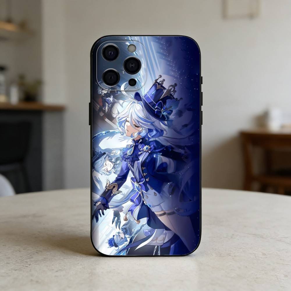 G-Genshin Impact F-Furina Чехол для телефона Для iPhone 17,16,15,14,13,12,11 Plus,Pro Max,SE4 Мягкий силиконовый Черный чехол
