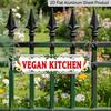 2D Flat, Vegan Kitchen with Vegetables Decoration Metal Sign - Vintage Scratch & Resistant, Wall Art for Home/Cafe, 15.7×3.94inch, 2D Flat Aluminium