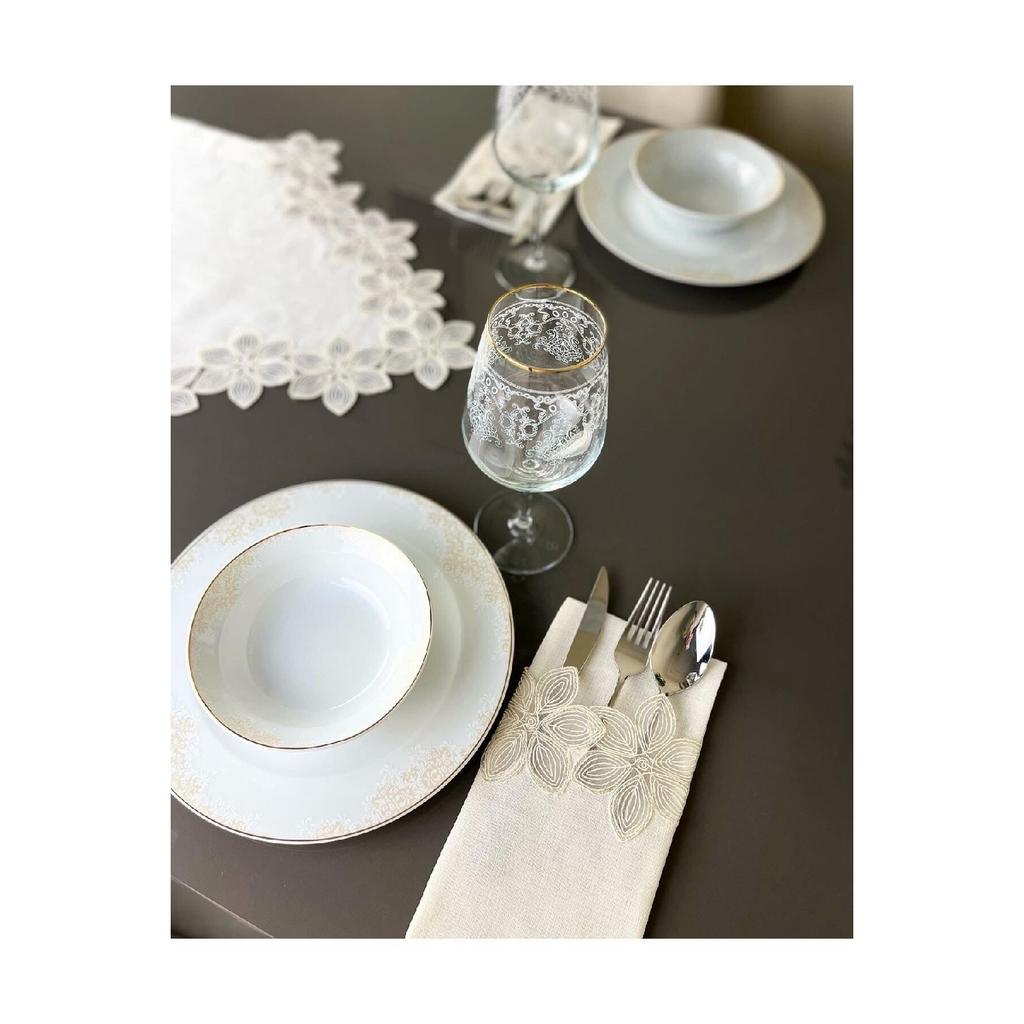 Модель Perla кремового цвета гипюр кружево гардения ткань набор из 12 столовых приборов салфетка диапазон скатерть посуда