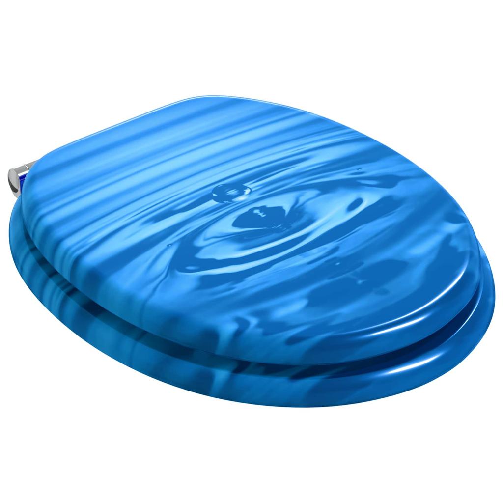 Soft Close Toilet Seat Blue Drop 44 x 38 cm MDF Board