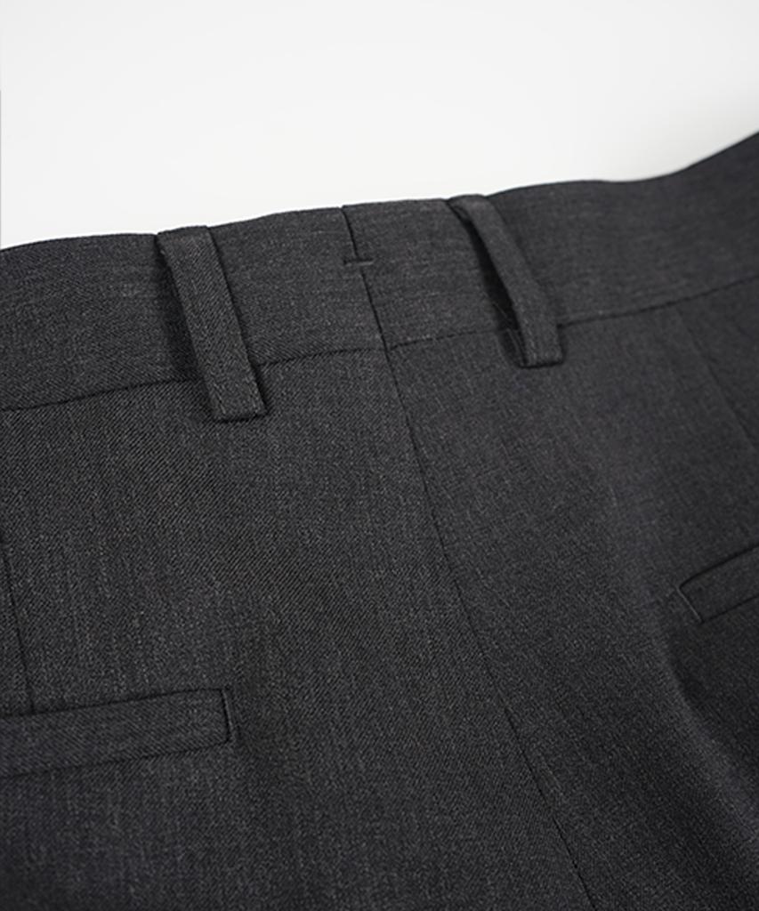BIRBANTE Tailored Single-Pleat Setup Slacks - Charcoal