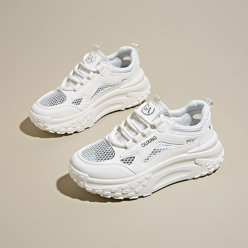 CRLAYDK 2024 Летняя мода Женские массивные кроссовки Ажурная сетка Платформа На шнуровке Повседневные кроссовки для папы Ходьба Медсестра Теннис