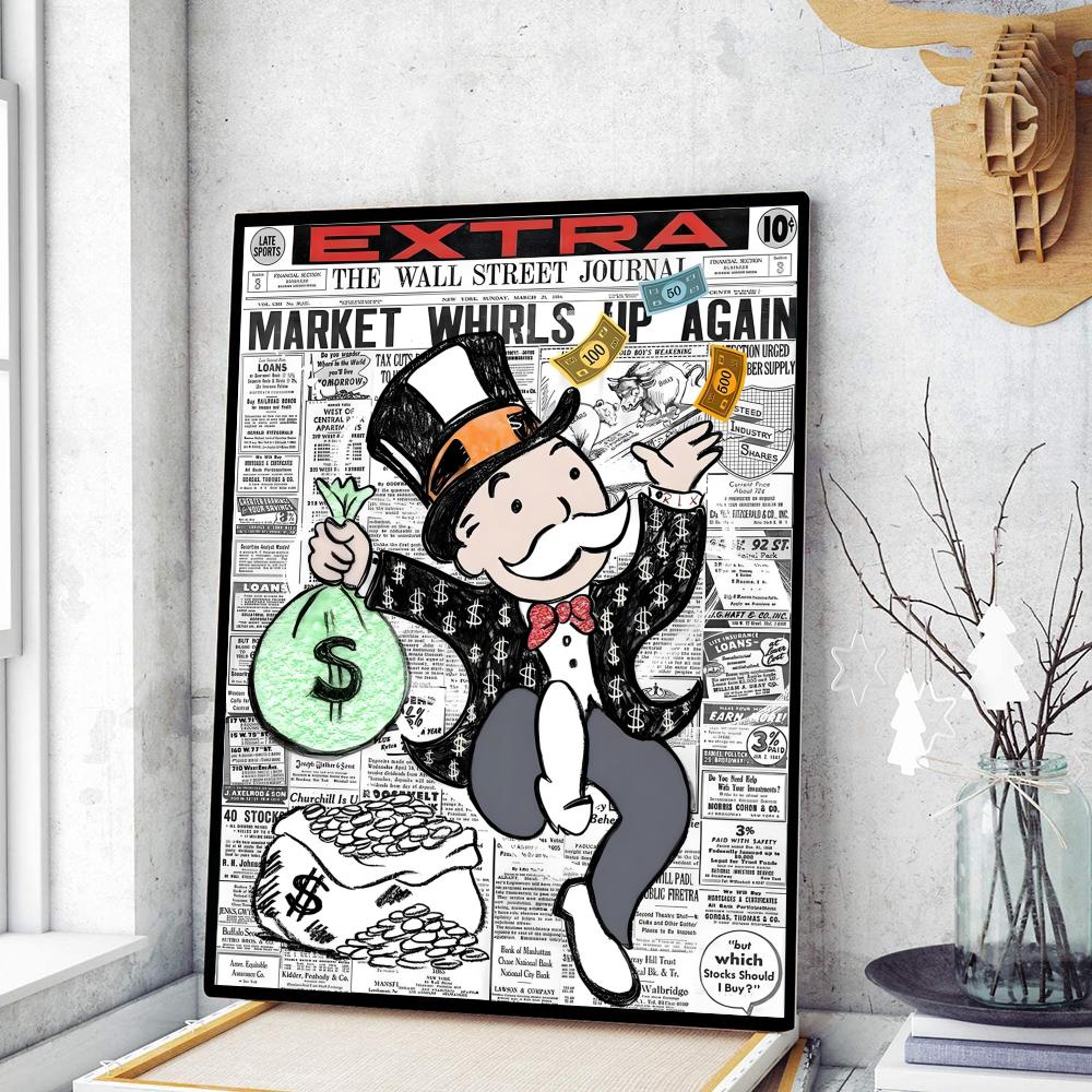 Мультфильм доллар Aalec MonopolyS плакат необычная наклейка на стену для гостиной бар искусство настенные наклейки кабинет домашний декор гостиной
