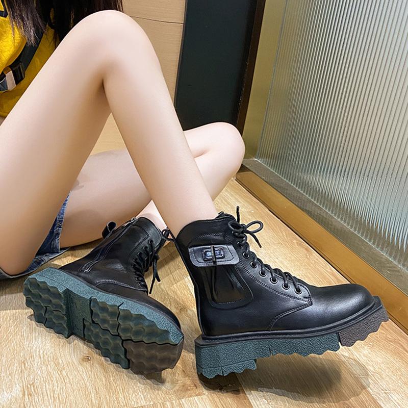 New Fashion Women's Boots British Style Casual Leather Boots Thick-soled Comfortable Martin Boots