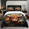 Cartoon Bull Flower 3D Printed Duvet Cover Set Lovely Wildlife Theme Bedding Set Soft Comfortable Luxury Quilt Cover Pillowcases