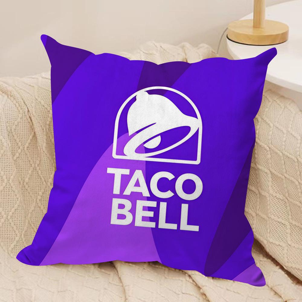 Mexican Flavor T-Taco Bell Cushion Cover Soft Plush Fabric Double-Sided Printed Sofa Cushion Cover for All Seasons Home Decor