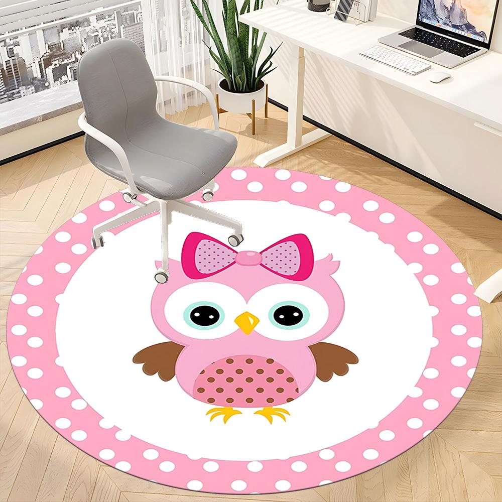 1pc Owl, PinkChair Carpet for Office, Indoor Non-Slip Washable Polyester Fiber Carpet, Mat For Office, Machine Washable