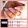 24pcs Manicure Fake Nials Press On Nails Black White Lines False Nails Long Almond French Butterfly