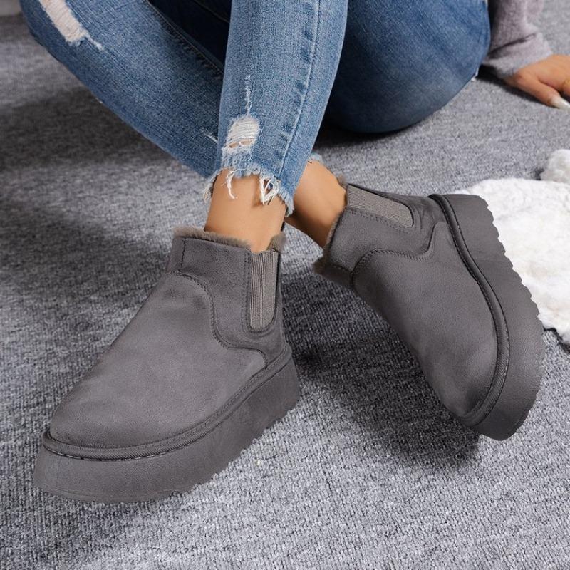 Fashion Winter Women Snow Boots Flats Platform Ladies Shoes Thickened Fluff Luxury Ankle Boots Women Short Plush Warm Casual Shoes Women