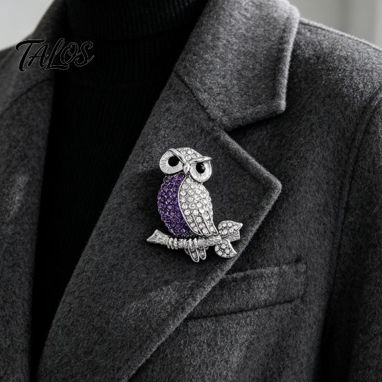 Аксессуары Bling Bird Брошь-булавка Сова со стразами, Лацканный пин из сплава для костюмов, Вдохновленные пины, пальто, сумок, Декоративный ювелирный аксессуар Животное, Женщины, Мужчины