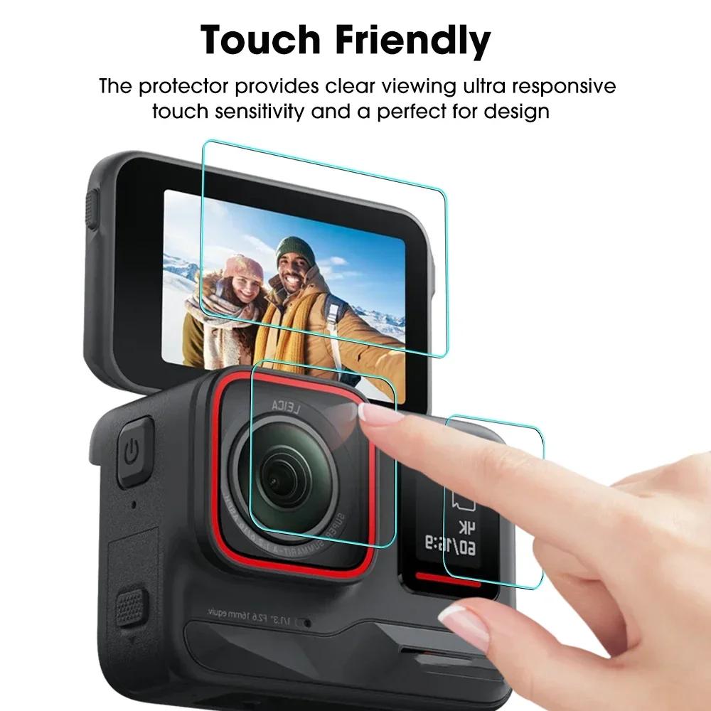 1-3 упаковки Закаленное стекло 9H для объектива и экрана Insta360 Ace Pro, Защитные пленки от царапин для камеры Insta360 Ace