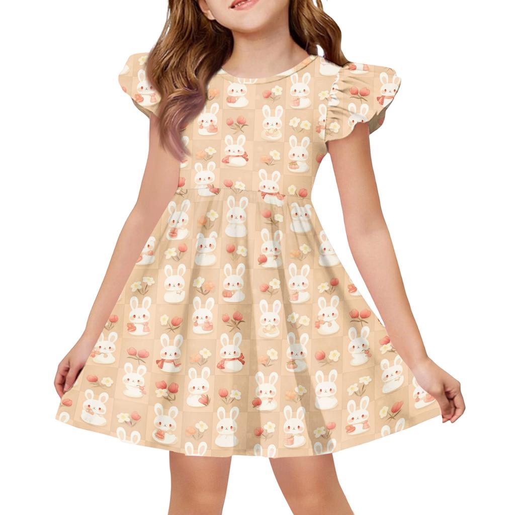 Girls' Summer Princess Dress - A-Line T-Shirt Dress Easter Day