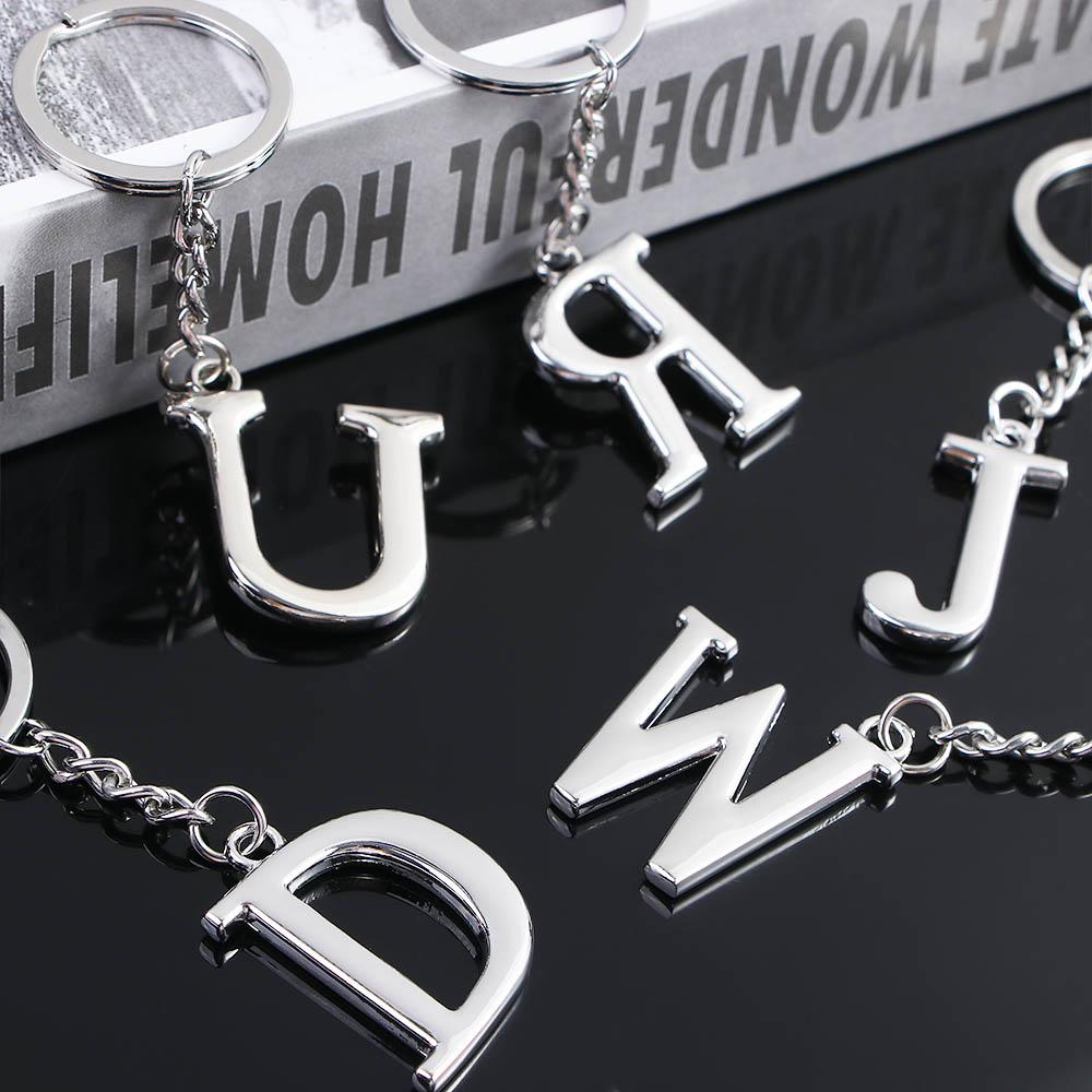 Серебряный цвет, подвеска из цинкового сплава, 26 букв, брелок для ключей, автомобильные брелоки, брелок с буквами, брелки с буквами