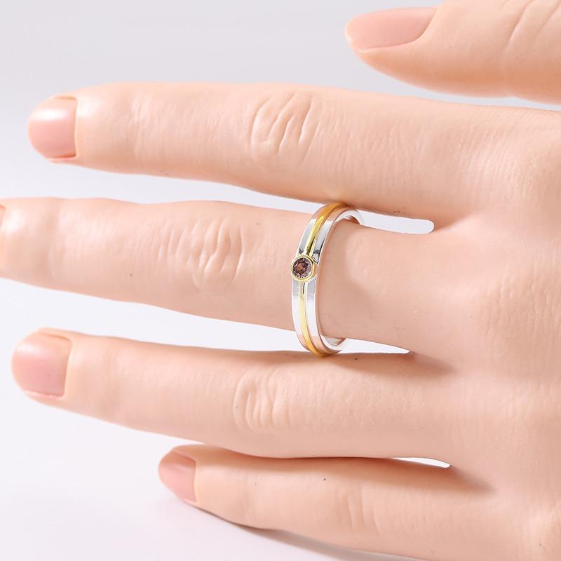 Classic Inlaid Purple CZ Women's Ring Retro Two Color Geometry Daily Wear Party Jewelry Anniversary Gift
