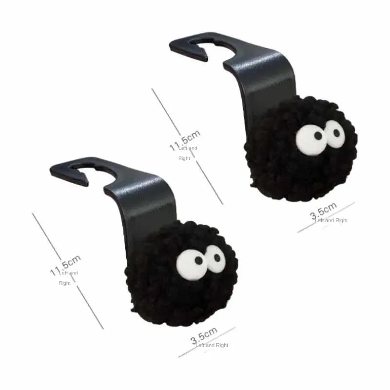 Cute Little Coal Ball Car Seat Back Hook Storage Car Headrest Organizer Food Bag Handbag Car Decoration Clothes Hanger