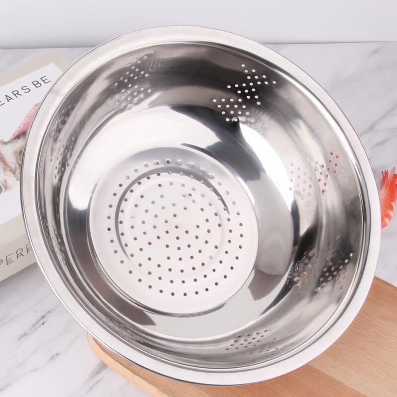 ZISIZ Thickened 304 Stainless Steel Multi-purpose Kitchen Basin & Rice Sieve
