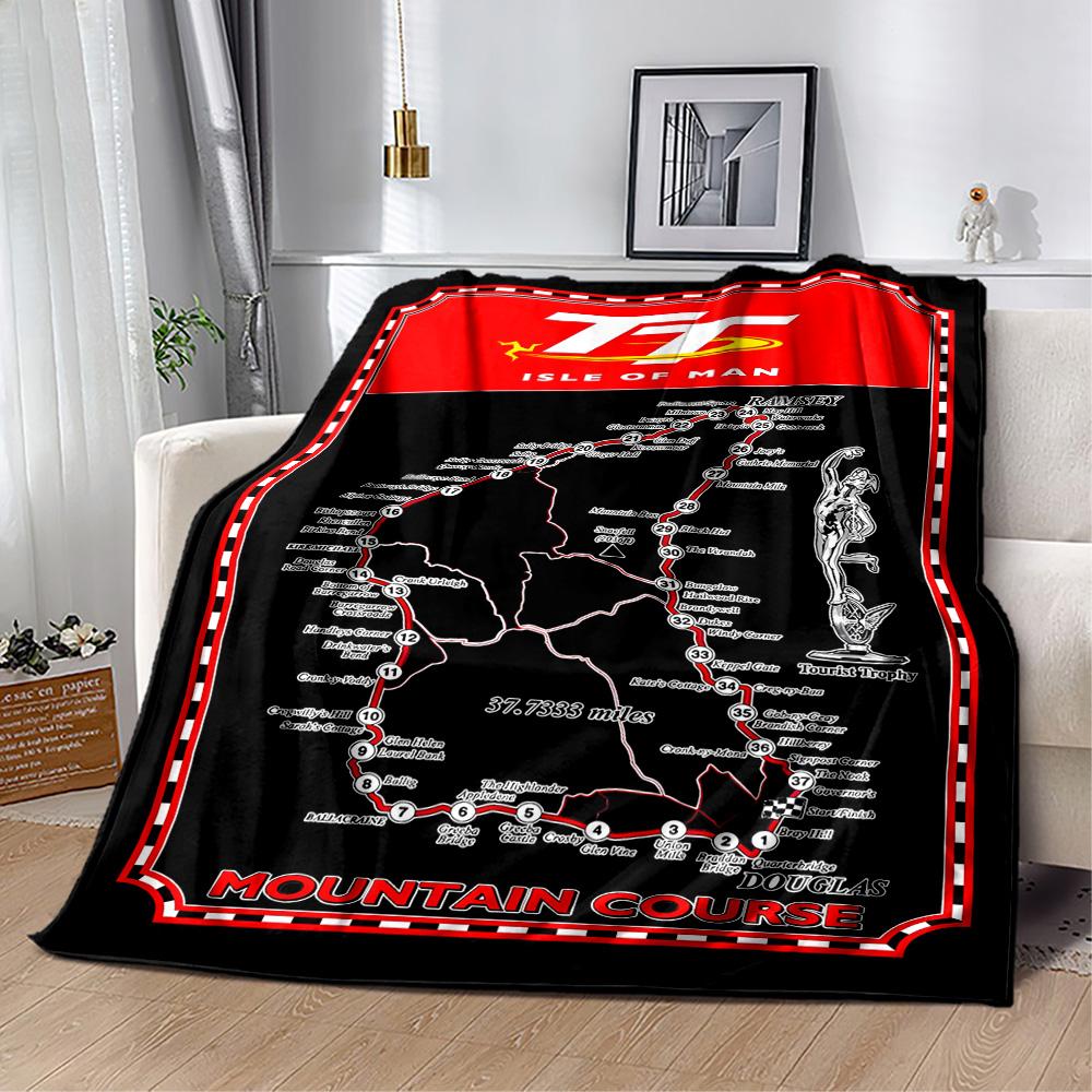 Isle Of Man Tt Course Map Flannel Blanket-Soft and Suitable for Sofas,Beds,Offices,Travel,All Seasons,Great Gift for Holidays and Birthdays.