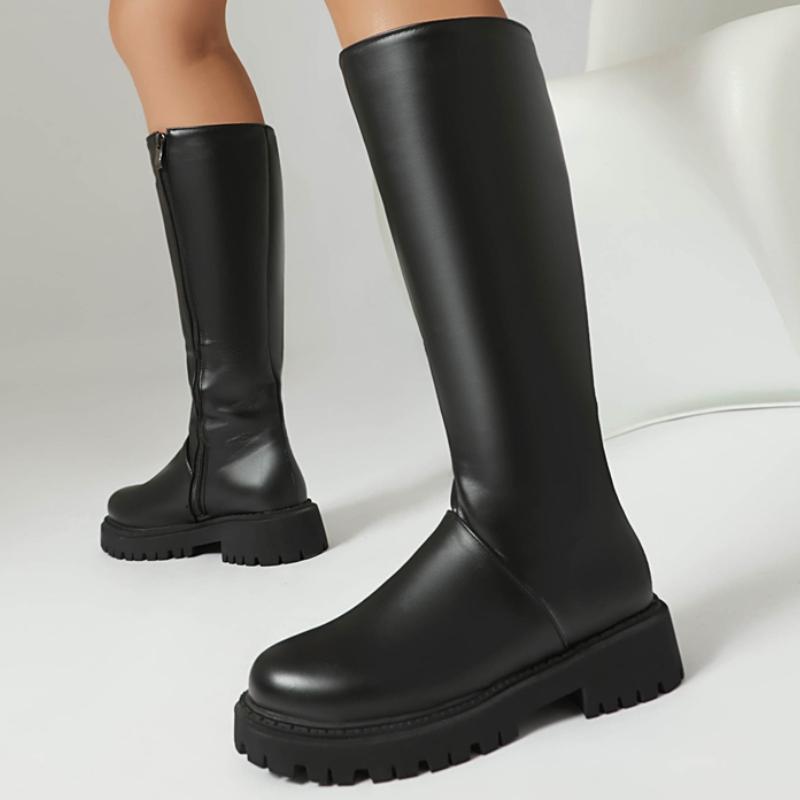 Tall Knee High Boots Women Platform Thick Low Heels Riding Boot Autumn Winter Warm Long Shoes Ladies Black Brown Comfortable