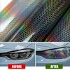 Car Headlight Tint Film Automobile Laser Honeycomb Headlight Taillight Lamp Vinyl Wrap 30*150cm Fog Light Rear Lamp Tint Film