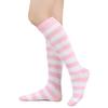 Women Striped Knee-high Socks Colorful Stretchy Knee-length Socks Ribbed Leg Warmers for Costume Party Street Daily Wear