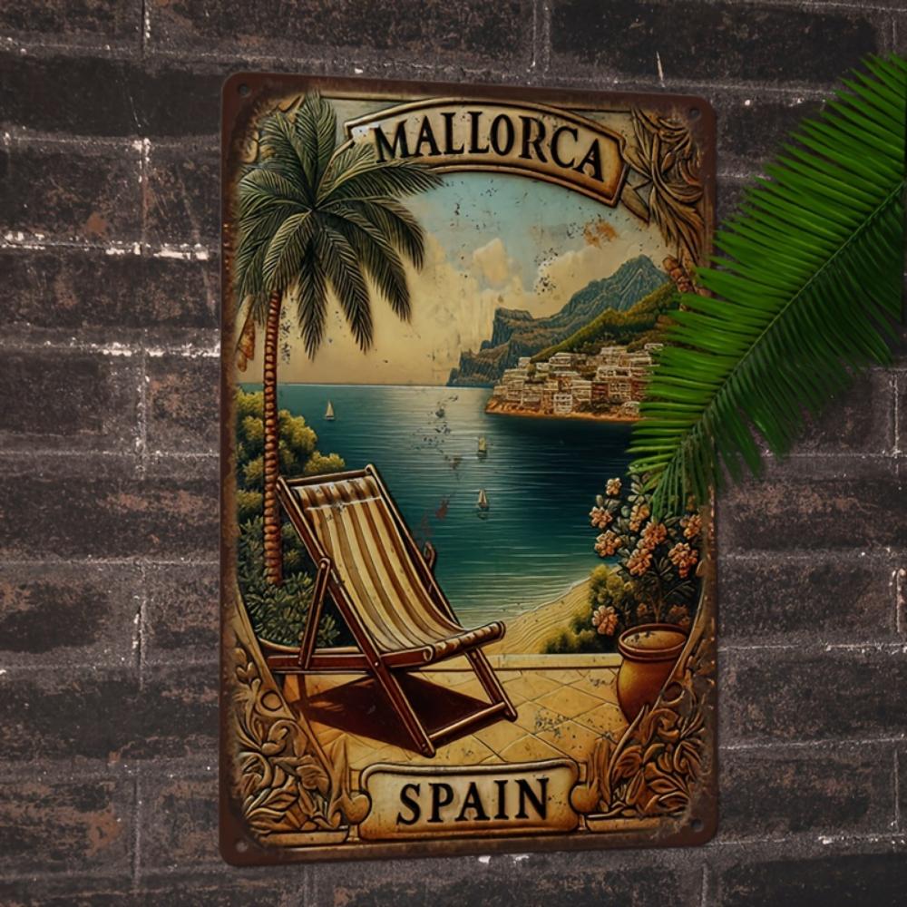 Vintage Mallorca Island Travel Poster Aluminum Wall Art Sign for Home Garden Garage Outdoor Bars Cafes Clubs Unique Holiday Gift
