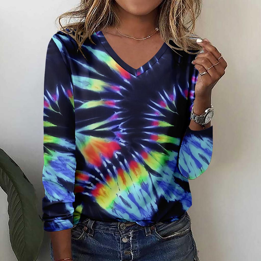 Summer New Fashion Women's Casual Long-sleeved Printed T-shirt