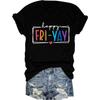 Футболка XEXOAQ для женщин 'Happy Fri Day' с графическим принтом, с круглым вырезом, с коротким рукавом, повседневные летние топы