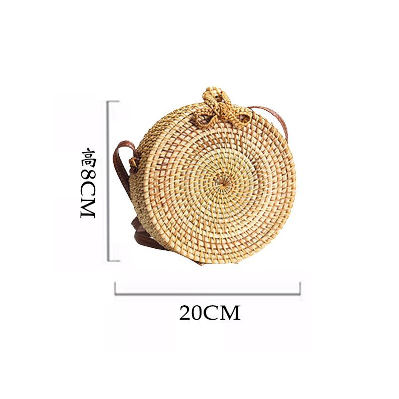 Плетеная ротанговая женская сумка через плечо Круглая соломенная пляжная сумка Женская богемная сумка-клатч Роскошная дизайнерская ручная работа Сумка через плечо Шкатулка с Бали