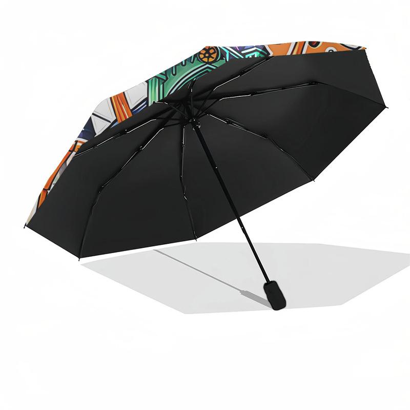 1pc Halloween Spider Web Fashionable Automatic Opening/Closing Folding Umbrella with 8 Iron Bones, Plastic Handle yy251015084