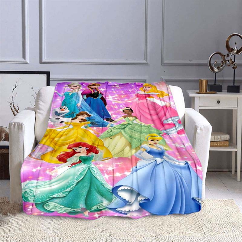 Exquisite princess cartoon flannel blankets can be customized, suitable for beds, bedrooms, sofas, picnics, outdoor leisure nap